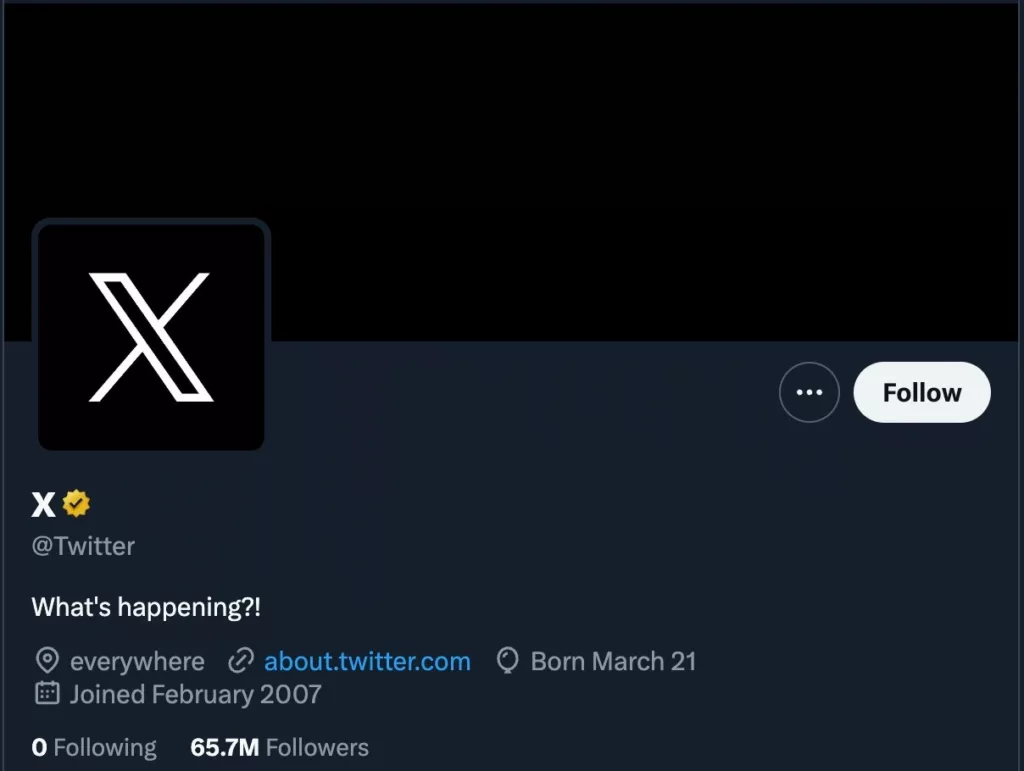 Twitter official account changed to new logo X.
