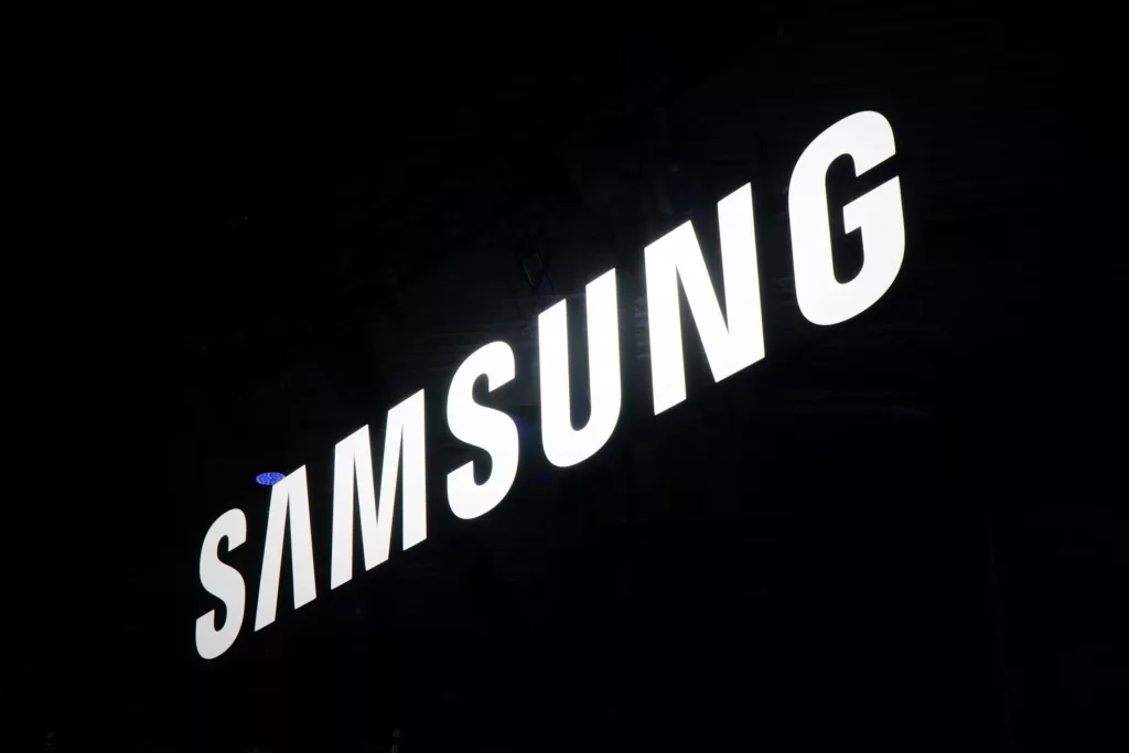 samsung logo with black background