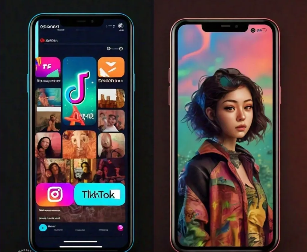 AI GENERATED IMAGE OF TIKTOK AND INSTAGRAM