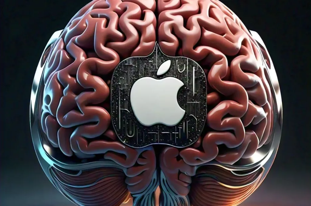 AI GENERATED IMAGE OF A BRAIN WITH APPLE LOGO IN CENTRE