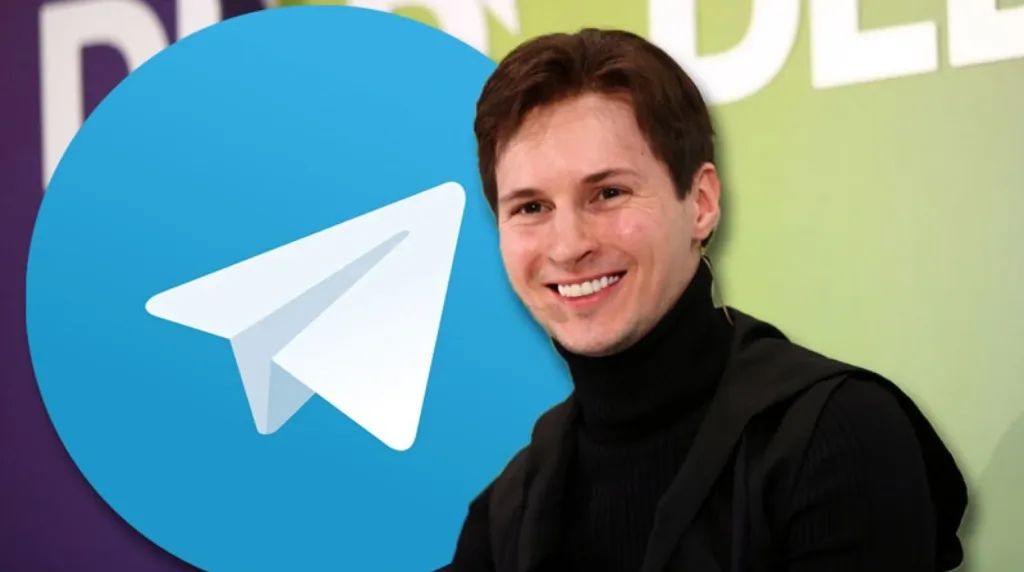 Telegram CEO Pavel Durov with Telegram Logo