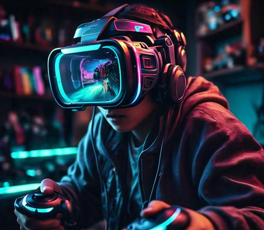 MAN PLAYING VIRTUAL REALITY GAME