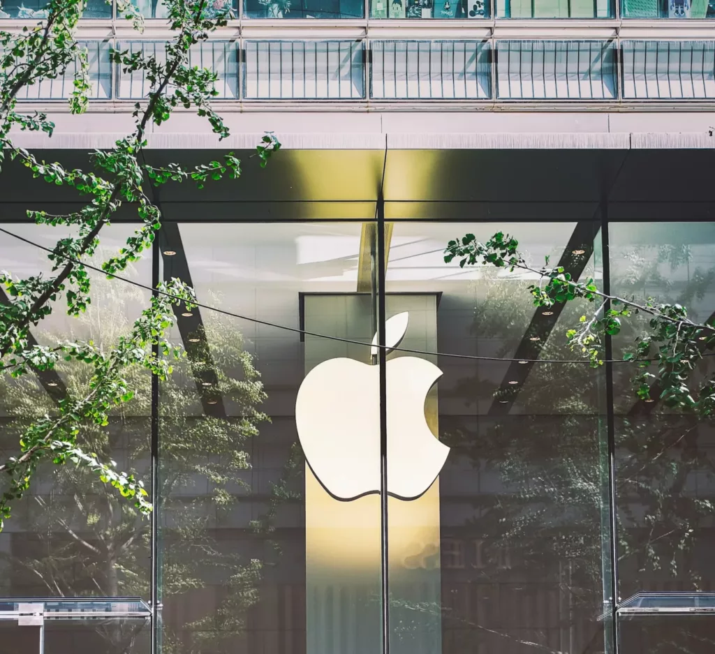 apple logo in a building