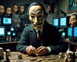 hacker wearing mask collecting crypto