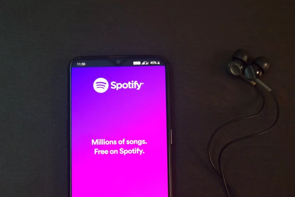 spotify app opened in a smartphone