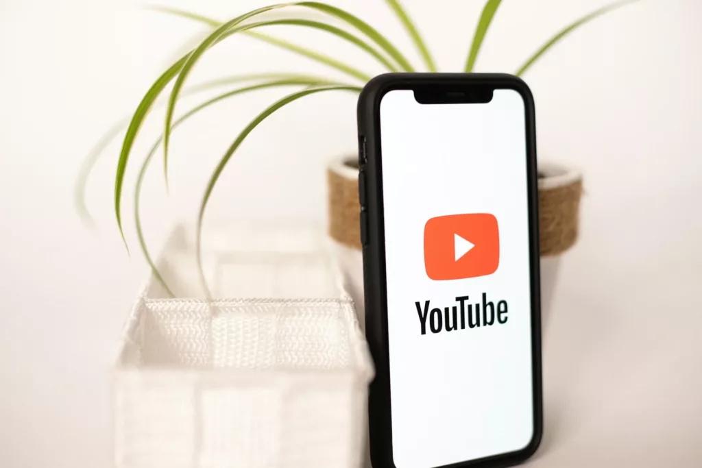 youtube logo in a phone