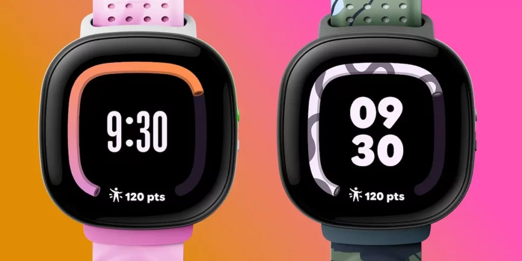 TWO FITBIT ACE WATCHES SHOWING TIME