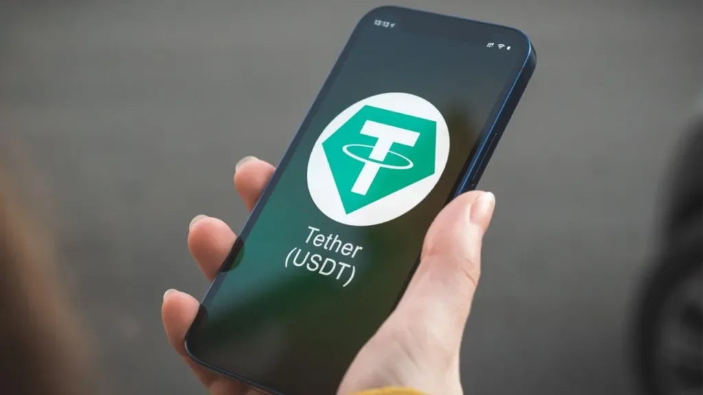 tether logo on a phone screen