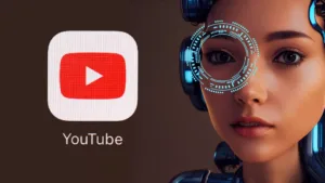 youtube logo with a AI robot