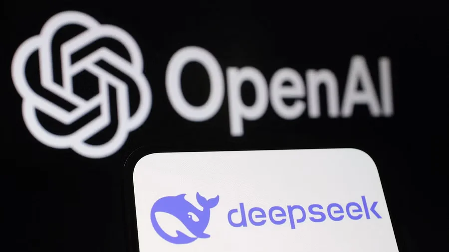 OpenAI vs DeepSeek's R1 Model logos