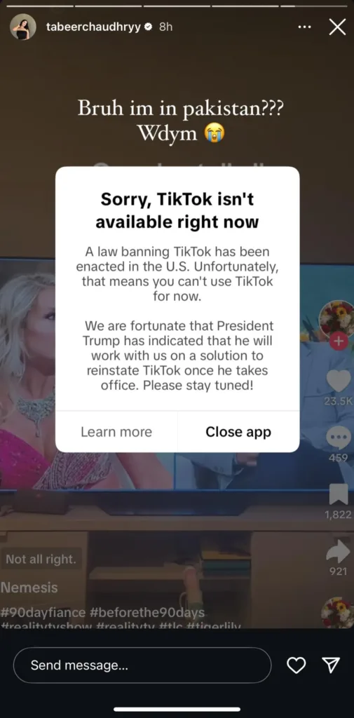 INSTAGRAM SCREENSHOT ABOUT TIKTOK