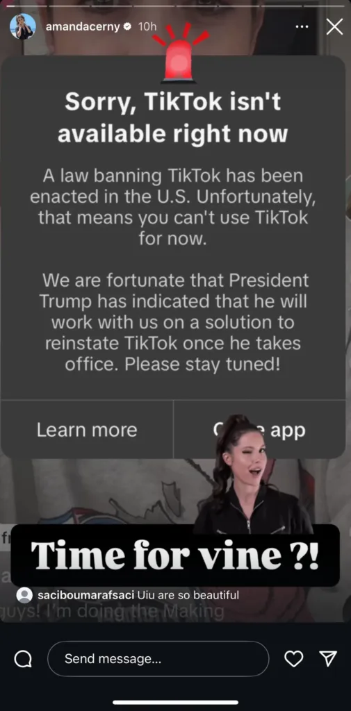 INSTAGRAM SCREENSHOT ABOUT TIKTOK