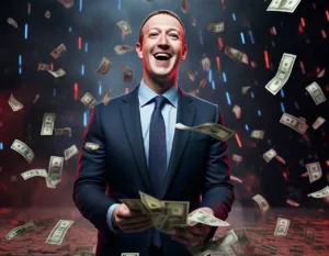 Ai Generated Image of mark zuckerberg selling Meta stocks.