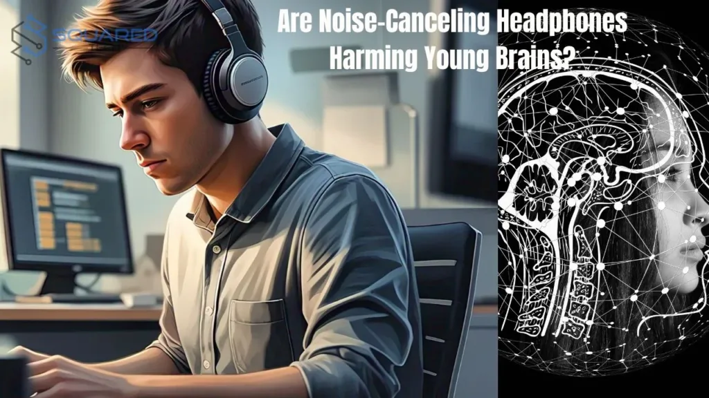 AI GENERATED PICTURE OF ABOY WEARINF Noise-Canceling Headphones